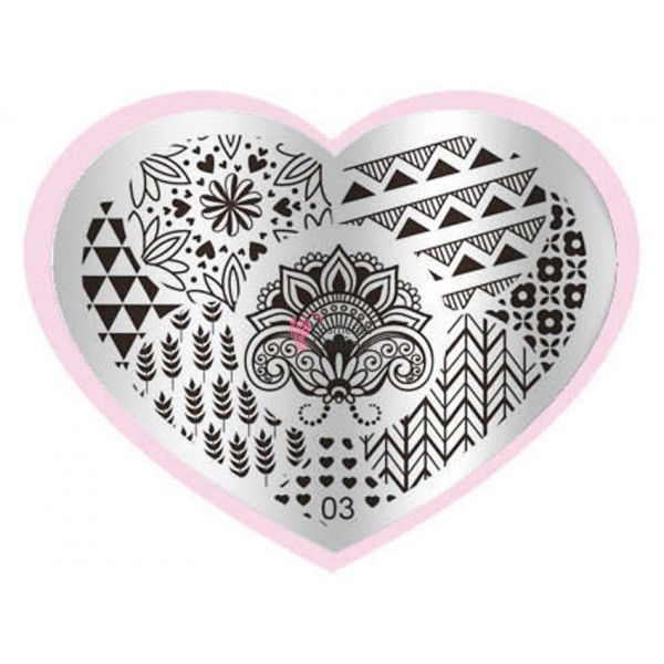 Matrita de Unghii din metal inima 7,1x5,6cm Heart 03